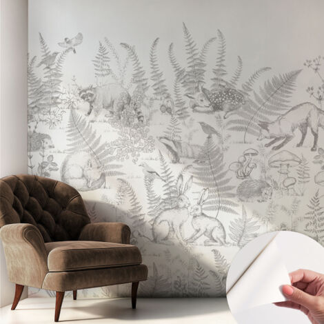 Papier peint autocollant adhésif avec motifs pour salon et chambre accessoire stylé pour votre intérieur Animaux de la forêt 250x250 cm (1/5)