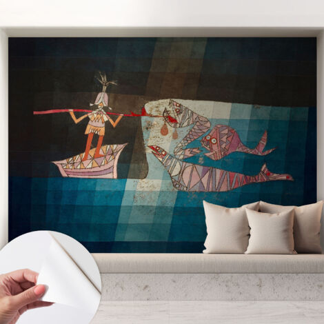 Papier peint autocollant avec imprimé décoratif pour salon et chambre à coucher Installation facile Le pêcheur chasseur 208x146 cm (1/5)