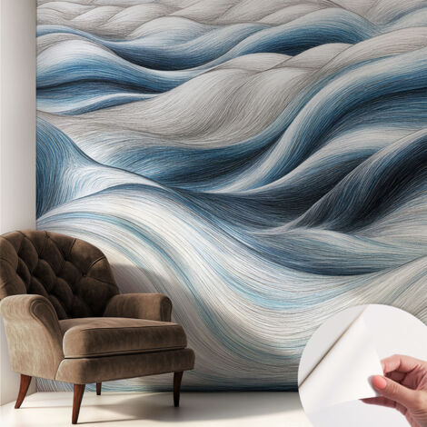 Papier peint autocollant décoratif à motifs pour salon chambre et bureau Tapete adhésif pour décoration Vagues douces 250x250 cm (1/5)