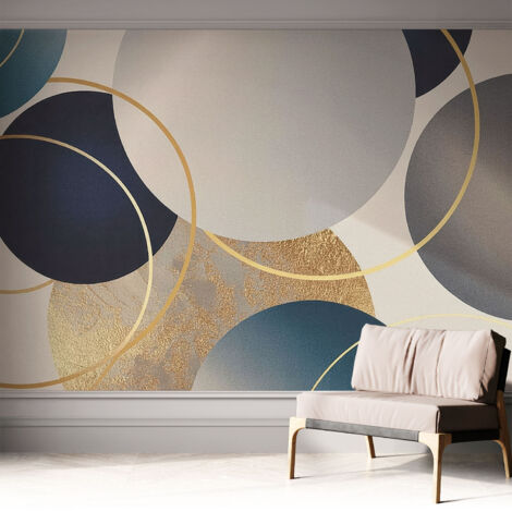 Papier peint autocollant adhésif avec motifs pour salon et chambre accessoire stylé pour votre intérieur Cercles créatifs 312x219 cm (1/5)