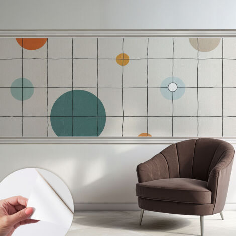 Papier peint adhésif autocollant pour salon chambre à coucher tendance et originale Cercles colorés 250x104 cm (1/5)