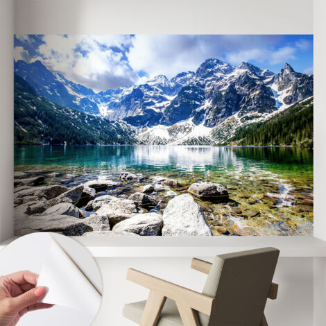 Papier peint adhésif décoratif pour chambre et salon Design moderne à poser facilement Paysage de montagne 104x70 cm