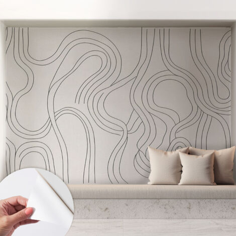 Papier peint autocollant décoratif à motifs pour salon chambre et bureau Tapete adhésif pour décoration Lignes organiques 208x146 cm (1/5)
