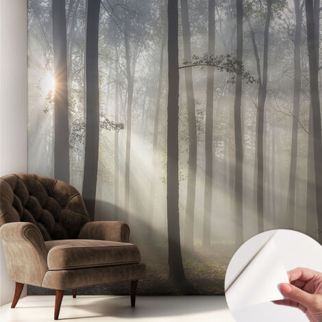 Papier peint autocollant décoratif à motifs pour salon chambre et bureau Tapete adhésif pour décoration Forêt éthérée 250x250 cm (1/5)