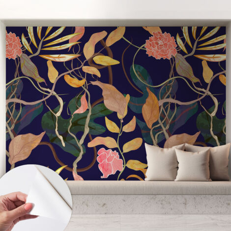 Papier peint autocollant décoratif à motifs pour salon chambre et bureau Tapete adhésif pour décoration Élégance végétale 208x146 cm (1/5)
