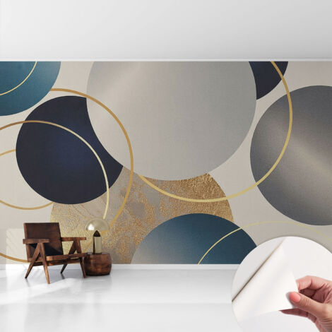 Papier peint autocollant adhésif avec motifs pour salon et chambre accessoire stylé pour votre intérieur Cercles créatifs 416x254 cm (1/5)