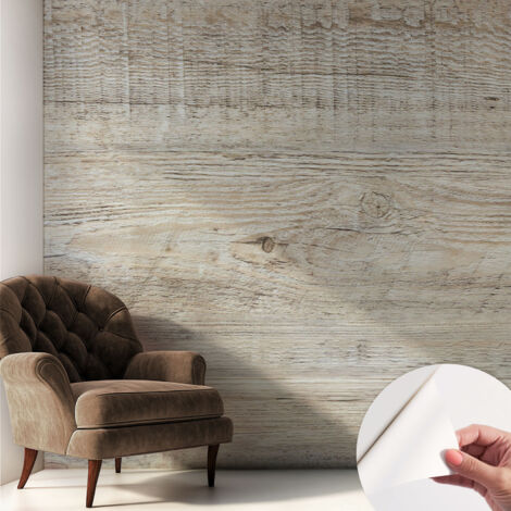 Papier peint autocollant décoratif à motifs pour salon chambre et bureau Tapete adhésif pour décoration Cernes de bois 250x250 cm (1/5)