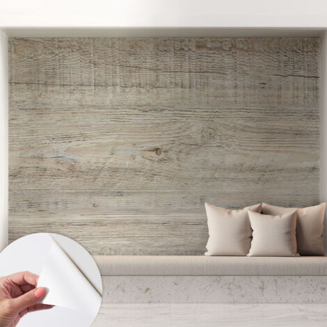 Papier peint autocollant décoratif à motifs pour salon chambre et bureau Tapete adhésif pour décoration Cernes de bois 208x146 cm (1/5)