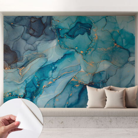 Papier peint autocollant adhésif installation rapide du papier peint durable et résistante Abstrait bleu 208x146 cm (1/5)
