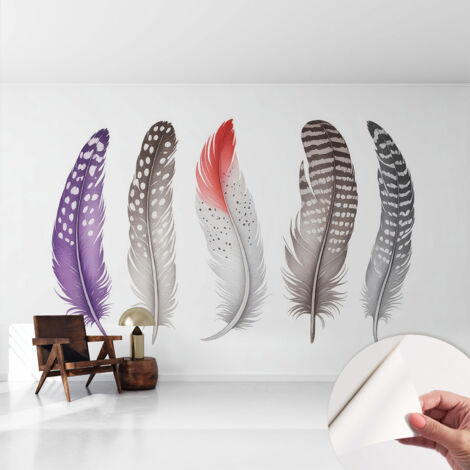 Papier peint adhésif avec colle pour décoration moderne de salon chambre à coucher cuisine et bureau Facile Plumes à motifs 416x254 cm (1/5)