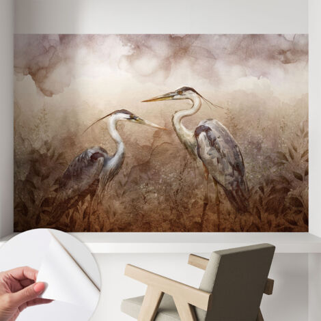 Papier peint autocollant adhésif installation rapide du papier peint durable et résistante Oiseaux élégants 104x70 cm (1/5)