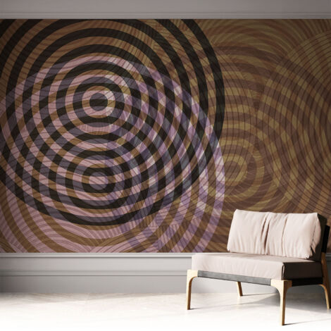 Papier peint autocollant Mural avec colle pour salon et chambre Décoration murale rapide Cercles hypnotisants 312x219 cm (1/5)