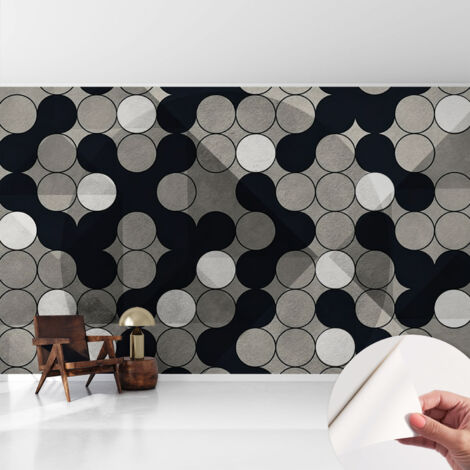 Papier peint autocollant avec imprimé pour intérieur moderne application facile a motif Cercles géométriques 416x254 cm (1/5)