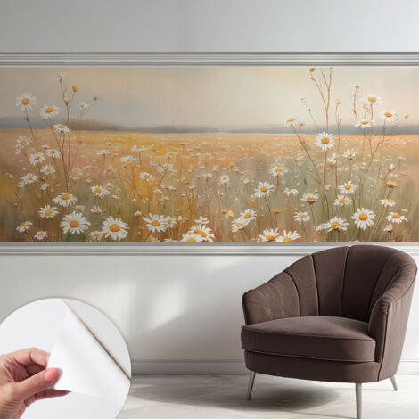 Papier peint adhésif autocollant pour salon chambre à coucher peint imprimé Installation facile Prairie fleurie 250x104 cm (1/5)