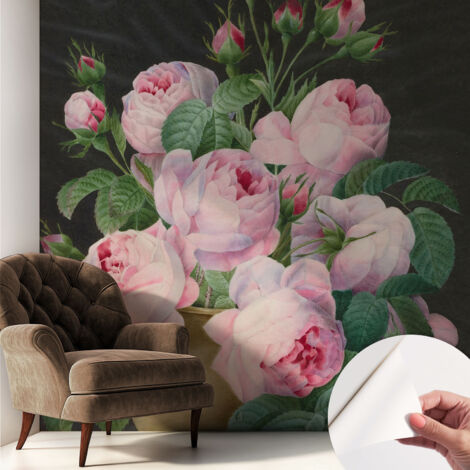 Papier peint adhésif décoratif pour chambre et salon Design moderne à poser facilement Élégance florale 250x250 cm