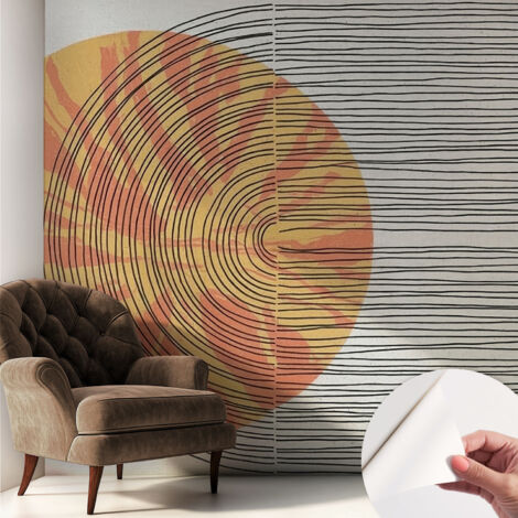 Papier peint autocollant avec imprimé décoratif pour salon et chambre à coucher Installation facile Cercle avec des lignes 250x250 cm (1/5)