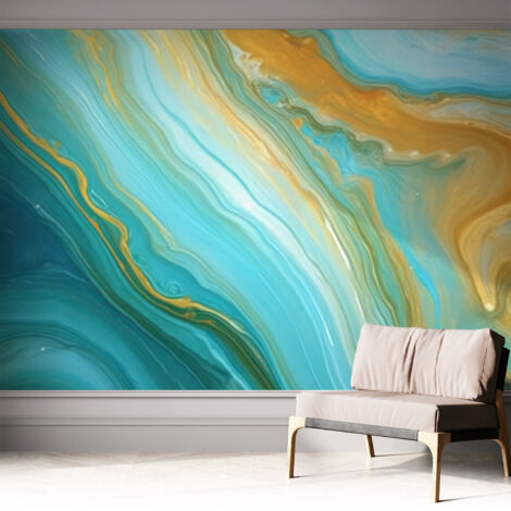 Papier peint autocollant adhésif avec imprimé installation simple qualité excellente sans désordre Vagues abstraites 312x219 cm (1/5)