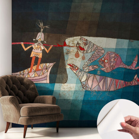 Papier peint autocollant avec imprimé décoratif pour salon et chambre à coucher Installation facile Le pêcheur chasseur 250x250 cm (1/5)