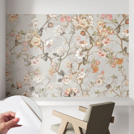 Papier peint adhésif décoratif pour salon chambre et cuisine Facile à poser avec colle Motif romantique 104x70 cm