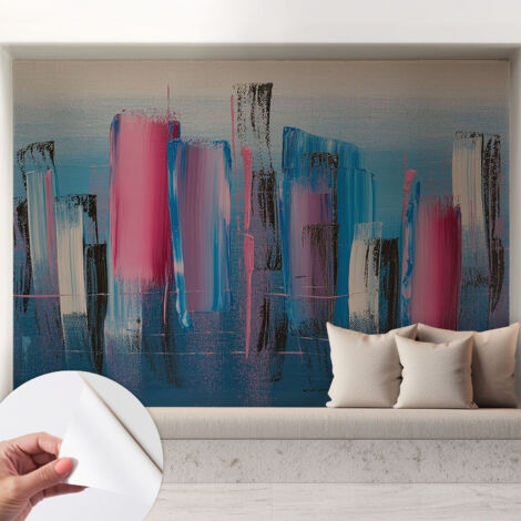 Papier peint adhésif autocollant pour salon chambre à coucher tendance et originale Bandes abstraites 208x146 cm (1/5)