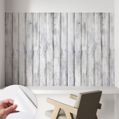 Papier peint adhésif décoratif pour salon chambre et cuisine Facile à poser avec colle Planches de bois 104x70 cm (1/5)