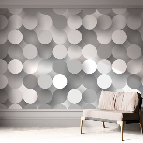 Papier peint autocollant à motifs décoratifs pour salon chambre et bureau Décoration murale élégante avec colle Cercles gris 312x219 cm (1/5)