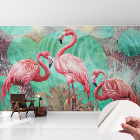 Papier peint autocollant décoratif à motifs pour salon chambre et bureau Tapete adhésif pour décoration Oiseaux exotiques 416x254 cm (1/5)