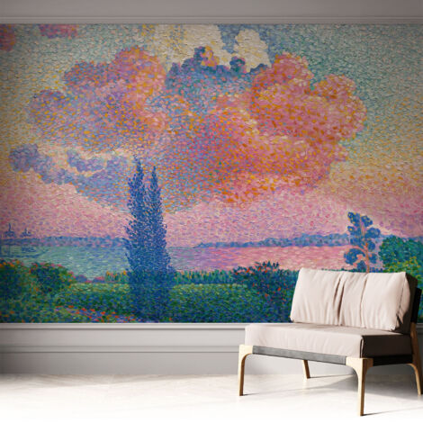 Papier peint autocollant décoratif à motifs pour salon chambre et bureau Tapete adhésif pour décoration Paysage coloré 312x219 cm (1/5)
