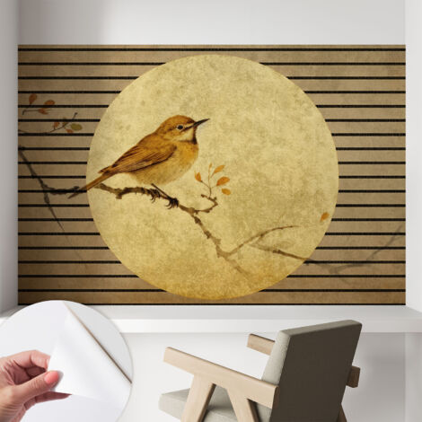 Papier peint adhésif autocollant pour salon chambre à coucher tendance et originale Harmonie des oiseaux 104x70 cm