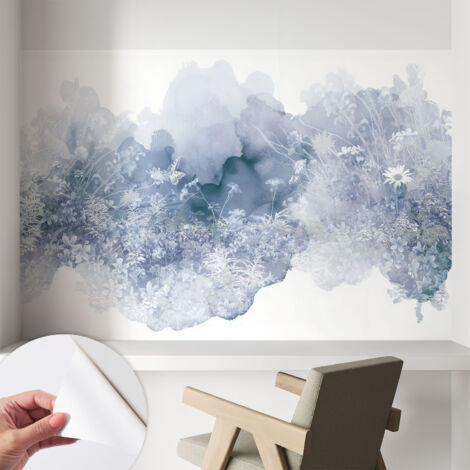 Papier peint autocollant à motifs décoratifs pour salon chambre et bureau Décoration murale élégante avec colle Prairie fleurie 104x70 cm (1/5)