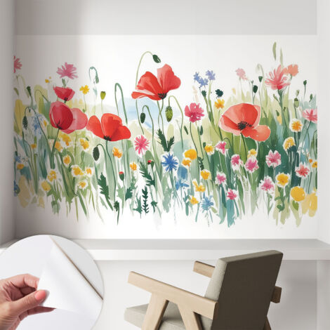 Papier peint autocollant adhésif avec imprimé motifs uniques apparence moderne Prairie estivale 104x70 cm (1/5)