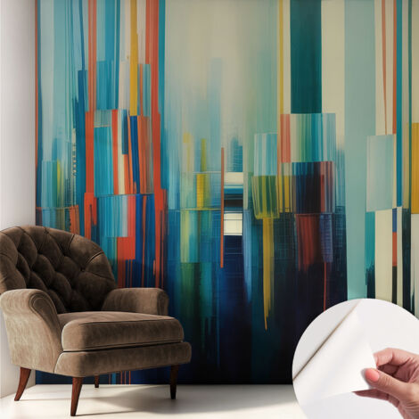 Papier peint autocollant avec imprimé décoratif pour salon et chambre à coucher Installation facile Rayures abstraites 250x250 cm (1/5)