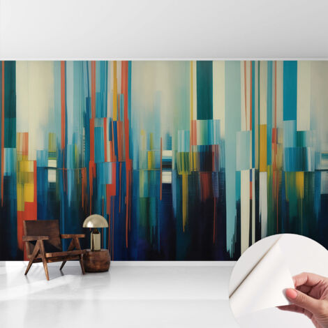 Papier peint autocollant avec imprimé décoratif pour salon et chambre à coucher Installation facile Rayures abstraites 416x254 cm (1/5)