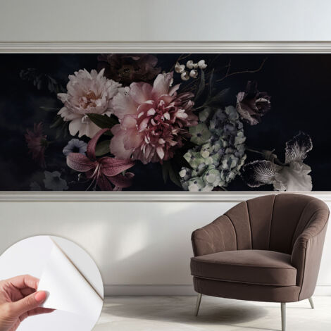 Papier peint autocollant décoratif à motifs pour salon chambre et bureau Tapete adhésif pour décoration Composition florale 250x104 cm (1/5)