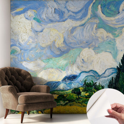 Papier peint autocollant décoratif à motifs pour salon chambre et bureau Tapete adhésif pour décoration Nuages expressifs 250x250 cm (1/5)