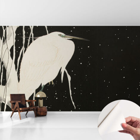 Papier peint autocollant décoratif à motifs pour salon chambre et bureau Tapete adhésif pour décoration Oiseau d'hiver 416x254 cm (1/5)