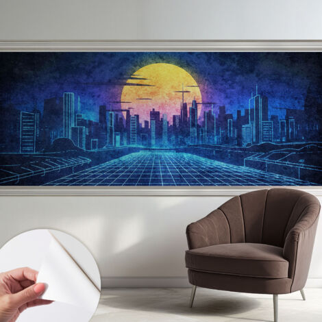 Papier peint autocollant décoratif à motifs pour salon chambre et bureau Tapete adhésif pour décoration Paysage futuriste 250x104 cm (1/5)