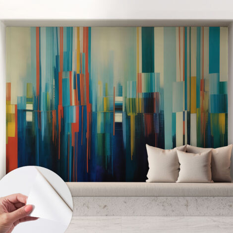 Papier peint autocollant avec imprimé décoratif pour salon et chambre à coucher Installation facile Rayures abstraites 208x146 cm (1/5)