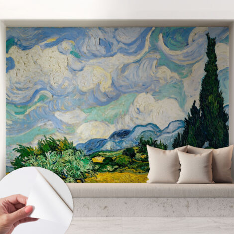 Papier peint autocollant décoratif à motifs pour salon chambre et bureau Tapete adhésif pour décoration Nuages expressifs 208x146 cm (1/5)