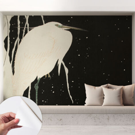 Papier peint autocollant décoratif à motifs pour salon chambre et bureau Tapete adhésif pour décoration Oiseau d'hiver 208x146 cm (1/5)