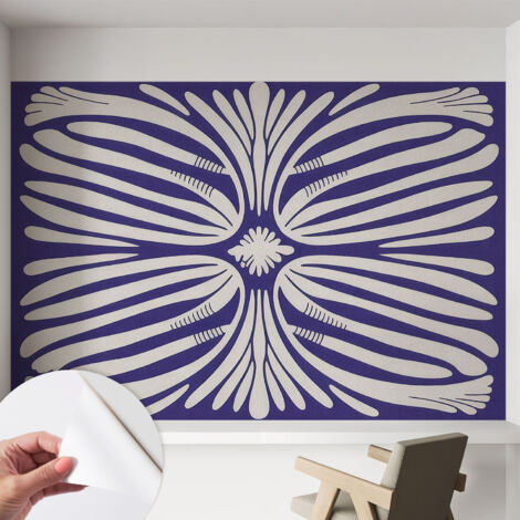 Papier peint autocollant adhésif installation rapide du papier peint durable et résistante Symétrie florale 152x104 cm (1/5)