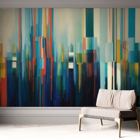 Papier peint autocollant avec imprimé décoratif pour salon et chambre à coucher Installation facile Rayures abstraites 312x219 cm (1/5)