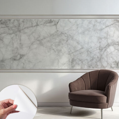 Papier peint adhésif avec colle pour décoration moderne de salon chambre à coucher cuisine et bureau Facile Élégance marbrée 250x104 cm (1/5)