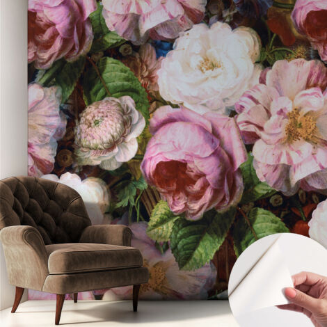 Papier peint autocollant décoratif à motifs pour salon chambre et bureau Tapete adhésif pour décoration Élégance florale 250x250 cm (1/5)