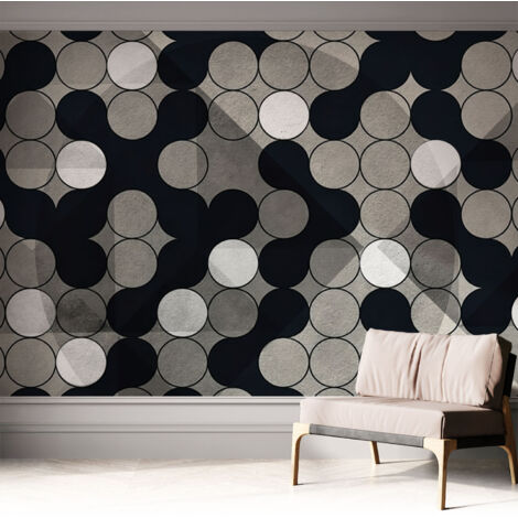 Papier peint autocollant avec imprimé pour intérieur moderne application facile a motif Cercles géométriques 312x219 cm (1/5)