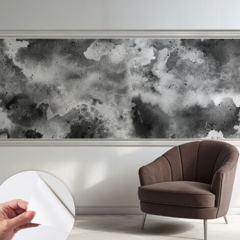Papier peint autocollant décoratif à motifs pour salon chambre et bureau Tapete adhésif pour décoration Nuages gris 250x104 cm (1/5)