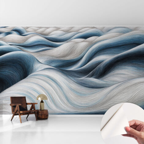 Papier peint autocollant décoratif à motifs pour salon chambre et bureau Tapete adhésif pour décoration Vagues douces 416x254 cm (1/5)
