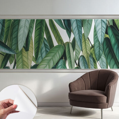 Papier peint adhésif décoratif pour chambre et salon Design moderne à poser facilement Feuilles naturelles 250x104 cm (1/5)
