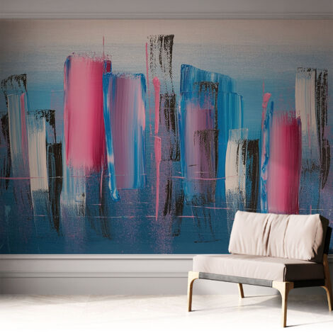 Papier peint adhésif autocollant pour salon chambre à coucher tendance et originale Bandes abstraites 312x219 cm (1/5)