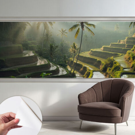 Papier peint autocollant décoratif à motifs pour salon chambre et bureau Tapete adhésif pour décoration Terrasses paradisiaques 250x104 cm (1/5)